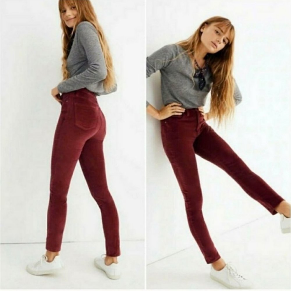 Madewell High Rise Velvet Skinny Jeans Pants